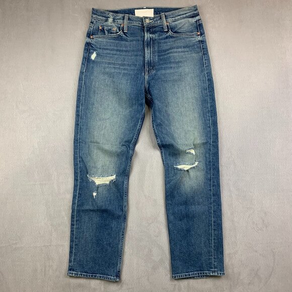 Mother Superior Women Pants 30x28 Blue Distressed Jeans High Waisted Rider Ankle - Picture 1 of 16